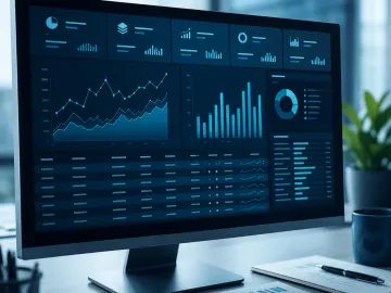 A screen of financial charts and reporting dashboards